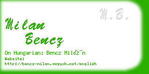 milan bencz business card